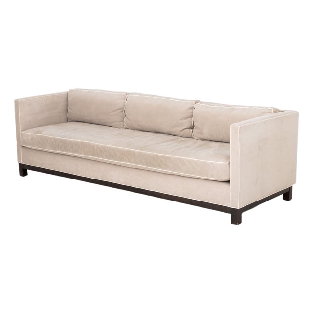 Mitchell Gold + Bob Williams Beige Velvet Sofa For Sale