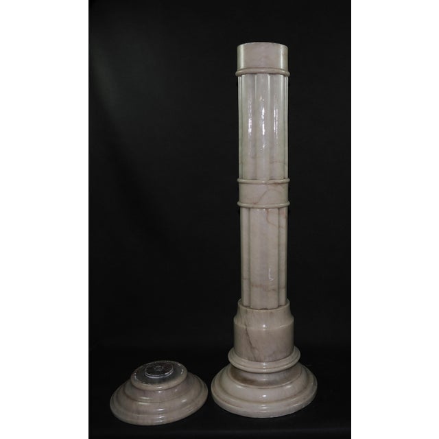 Early 20th Century Vintage 36+ Inch Neoclassical Decorative Alabaster Column Stand For Sale - Image 5 of 12