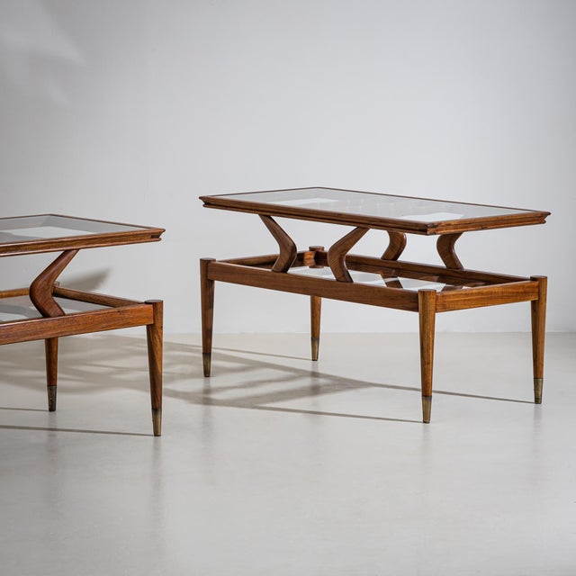 1950s Mid-Century Modern Coffee Table, Wood and Glass, Italy, 1950s Design For Sale - Image 5 of 18