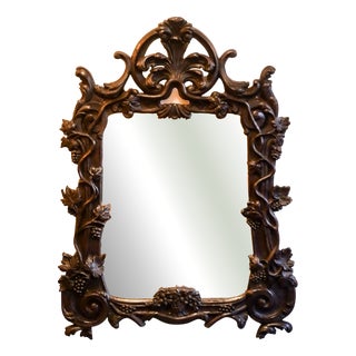19th Century Art Nouveau Carved Wooden Mirror For Sale