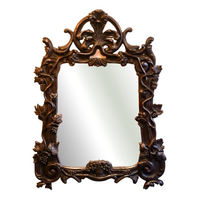 19th Century Art Nouveau Carved Wooden Mirror For Sale