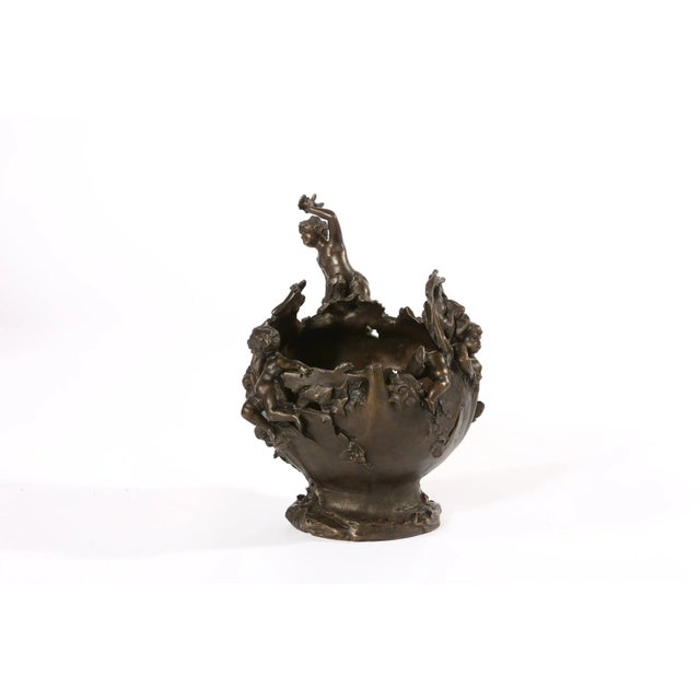 Mid-20th century tall bronze decorative piece bowl / centerpiece. The piece is in good vintage condition. Maker's mark...