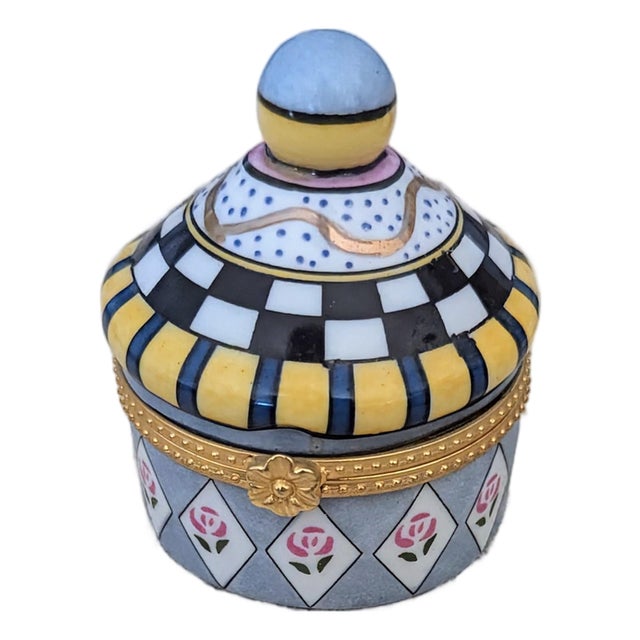 CBk LTD Vintage Porcelain Trinket Box Cupcake With Gold Accents For Sale