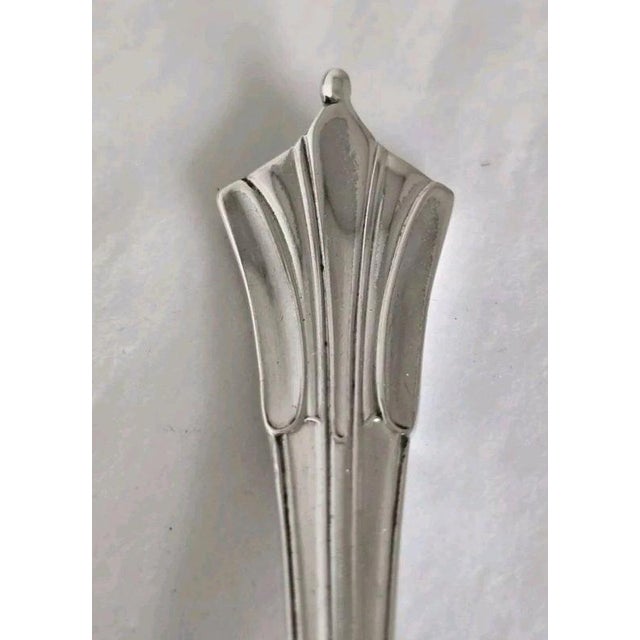 Antique Sterling Silver Teaspoon & Tongs Set, 1908, Set of 7 For Sale - Image 13 of 18