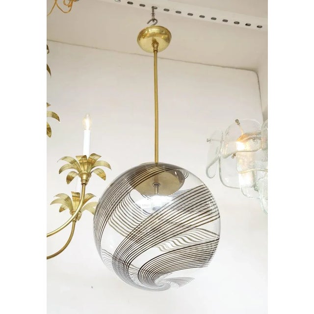 Venini 1960s Venini Glass & Brass Pendant For Sale - Image 4 of 12