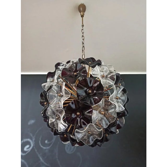 Vintage Italian Sputnik Crystal Chandelier with 51 Clear and Amethyst Glasses For Sale - Image 17 of 17