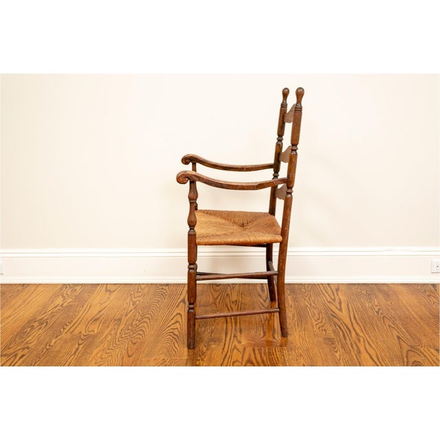 Antique Ladderback Armchair With Ram's Head Arms. For Sale - Image 12 of 18