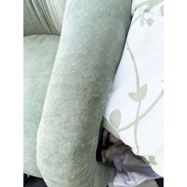 Postmodern Sculpted Sage Mint Green Velvet Lounge Chairs - A Pair For Sale - Image 9 of 12