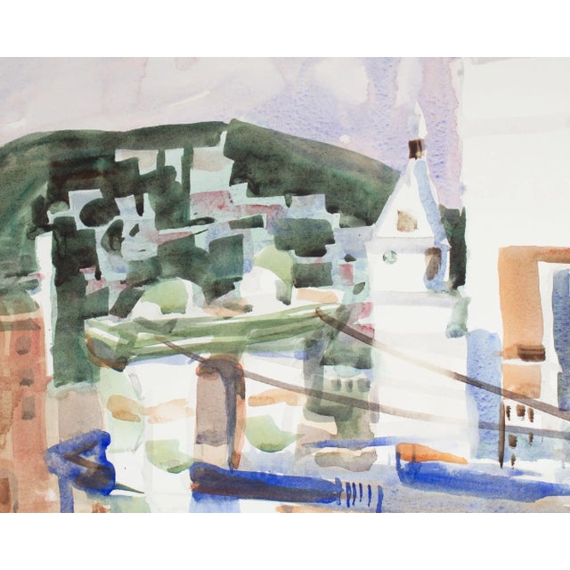 Signed Watercolor Painting of a City by Sanford Brooks For Sale In Indianapolis - Image 6 of 8