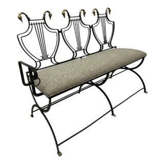 1930s Maison Jansen Swan Head Lyre Back Settee For Sale