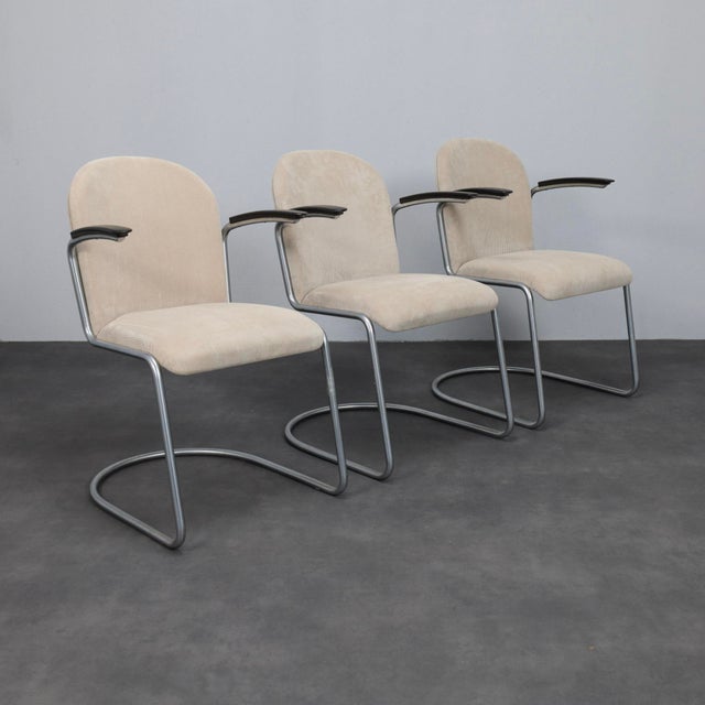 Tubular Steel Model 413 Armchairs by W.H. Gispen, Netherlands, 1950s, Set of 3 For Sale - Image 10 of 10