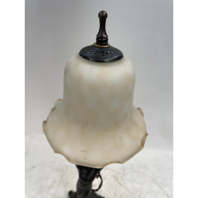 Bronze & Glass Lamp, 1950s For Sale - Image 9 of 11