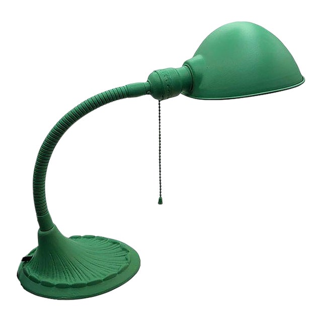 1920s Art Deco Gooseneck Desk Lamp W/Dome Shade and Shell Base For Sale