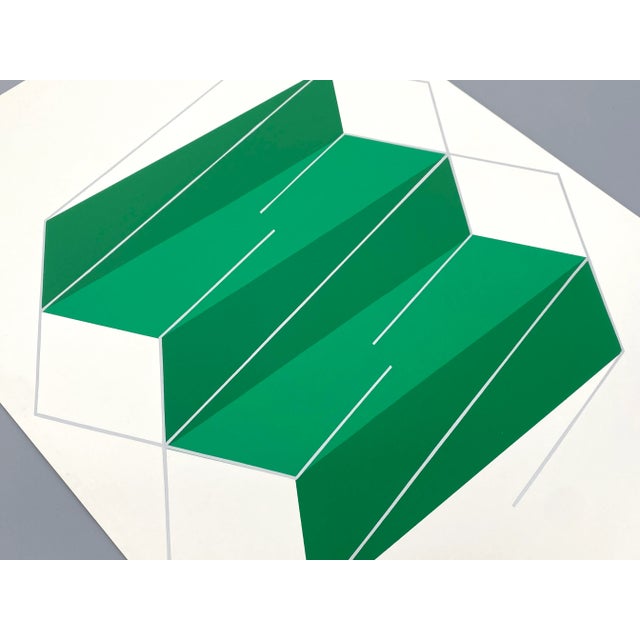 A print * a color screen print * by joachim albrecht (1913‒1997) * on paper * from 1968 * title: green electron * hand-...