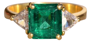 Diez Avenida: Outstanding 2.25 Carat Natural Emerald With Diamond Side Stones
