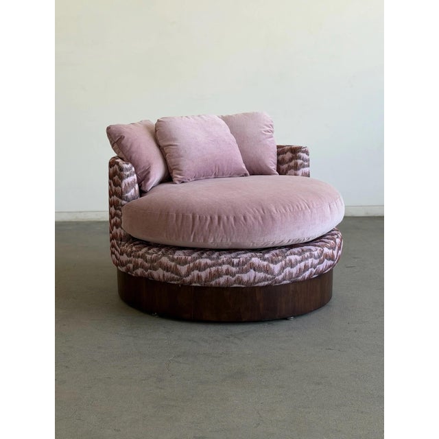 Textile Vintage Baughman-Style Oversized Barrel Lounge Chair For Sale - Image 7 of 11