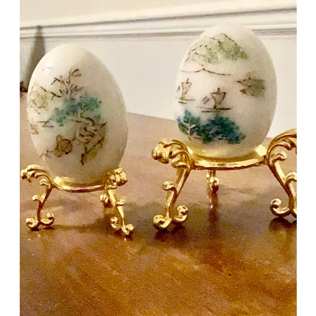 Gold Mid 20th Century Japanese Hand Painted Collectors Eggs For Sale - Image 8 of 10