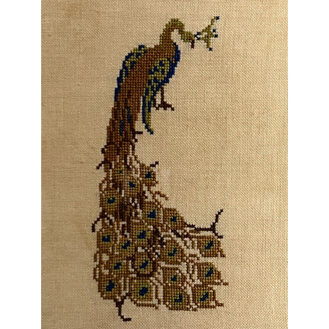 Art Nouveau Early 20th Century Needlework Peacock For Sale - Image 3 of 7