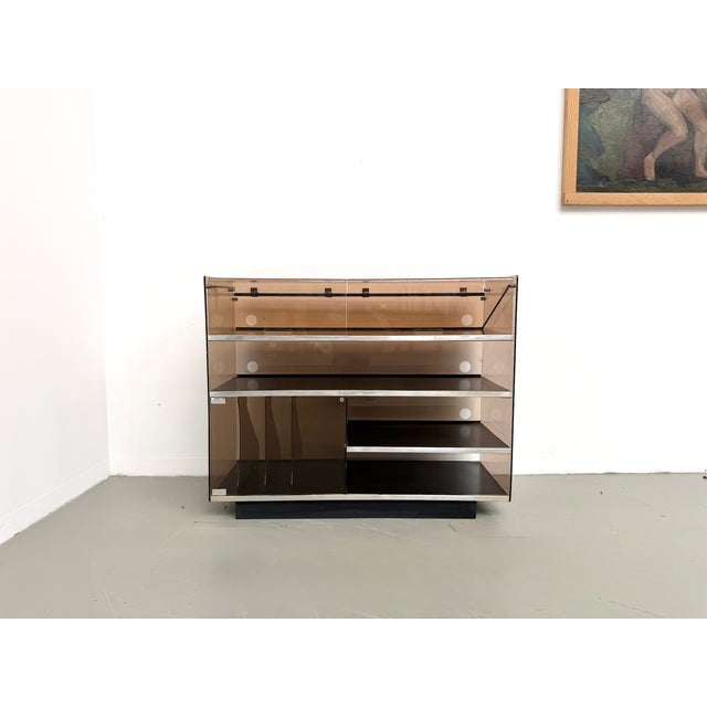 Smoked Acrylic Glass and Aluminum Hi-Fi Cabinet by Eric Maville, France, 1970s For Sale - Image 4 of 18