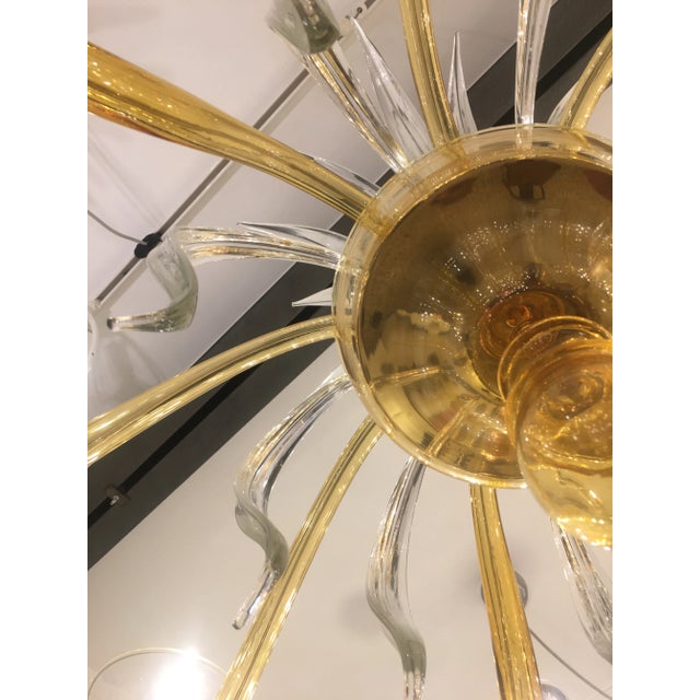 Metal Contemporary Amber Murano Glass Chandelier For Sale - Image 7 of 10