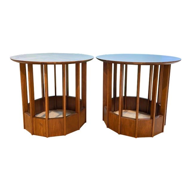 1950s Hickory Mahogany and Micarta Side Tables - a Pair For Sale