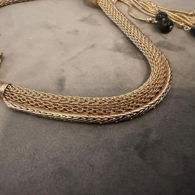 21st Century Vintage Costume Jewelry Gilt Metal Italian Multi Strand Necklace 2 For Sale - Image 16 of 17