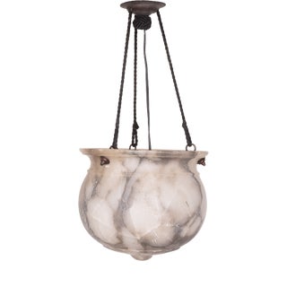 French Alabaster Pendant Lamp, 1920s For Sale
