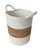 Elevate your space with this charming vintage woven storage basket, featuring a crisp coastal two-tone design. Handcrafted...