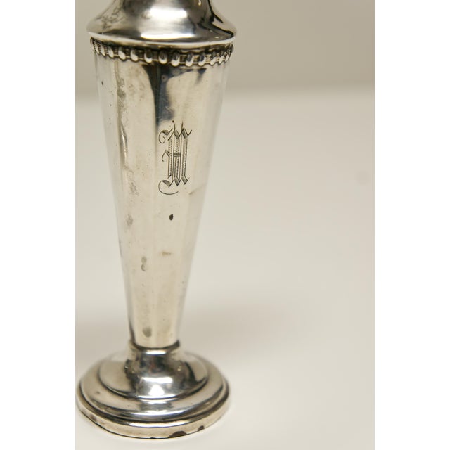 Late 19th Century Monogramed "M" Weighted Sterling Silver Salt and Pepper Shakers For Sale - Image 5 of 8
