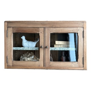 Small Wall-Mounted Walnut Display Case, 1940s For Sale