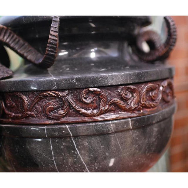Metal Classical French Marble Lidden Urn For Sale - Image 7 of 8