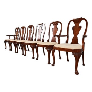 Baker Furniture Georgian Carved Mahogany Dining Chairs, Set of Six For Sale
