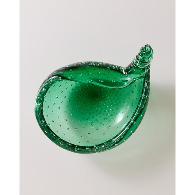 Green Green Murano Bullicante Shell Bowl For Sale - Image 8 of 16
