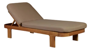 Eclipse Outdoor Solid Teak Wood Sun Lounger - Light Brown Fabric