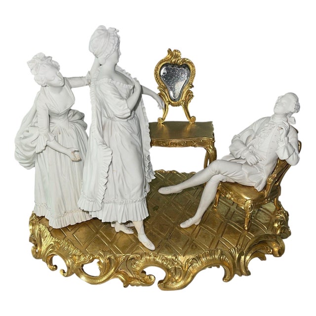 19th Century Sèvres Biscuit Porcelain & Gilt Bronze Figural Group For Sale