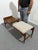 Wooden bench, Made in Italy in the style of the Reguitti Brothers, 1960 The fabric seat is intact and in excellent...