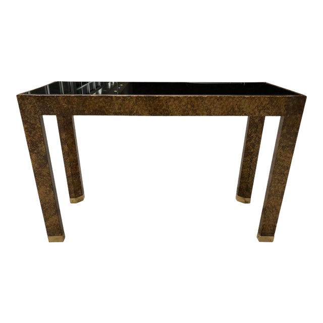 Mid-Century Modern Henredon Faux Tortoise Shell Parsons Console Table For Sale