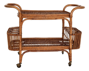 Large Italian Bamboo Bar Cart, 1960s