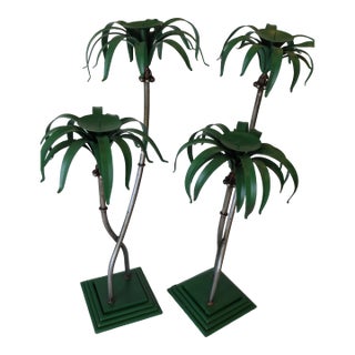 1950s Palm Tree Candle Holders- Set of 2 For Sale