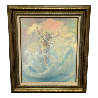 G. Magdiel Kemper Vintage Female Acrylic Painting For Sale