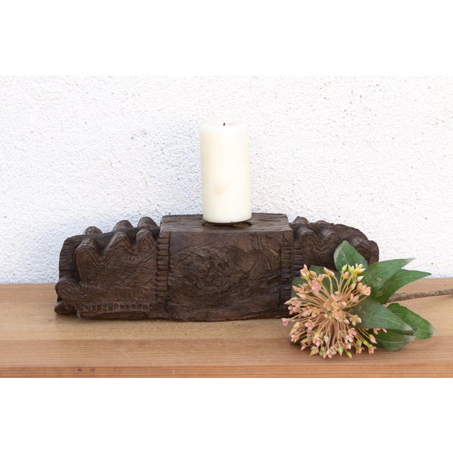 Wood 19th Century Haveli Architectural Candle Stand For Sale - Image 7 of 7