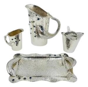 1980s Emilia Castillo Five Piece Fish Tea or Coffee Set Mexican Modern Silversmithing - Set of 5