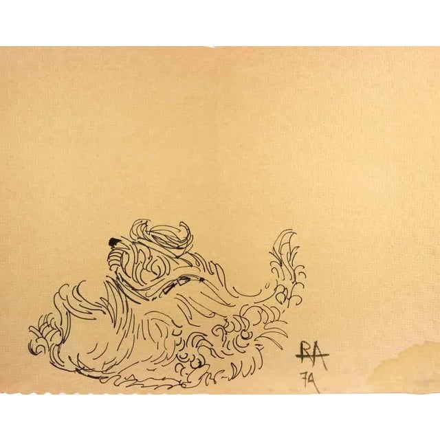 Animal is a Black Marker Drawing realized by Reynold Arnould (Le Havre 1919 - Parigi 1980). Good condition on a yellowed...