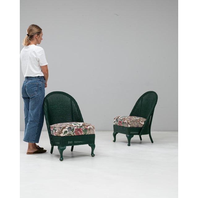 20th Century French Lloyd Loom Chairs With Upholstered Seats - A Pair For Sale - Image 17 of 18