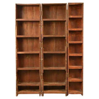 Wooden Triple Bookcase, 1940s For Sale