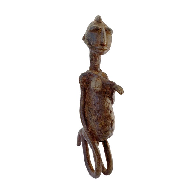 1980s Vintage African Dogon Bronze Maternity Figure of a Seating Female Mali 5.25" H For Sale - Image 5 of 8