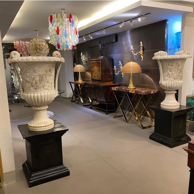 Gold Grand Tour Carrara White Marble Vase, 1960s For Sale - Image 8 of 14