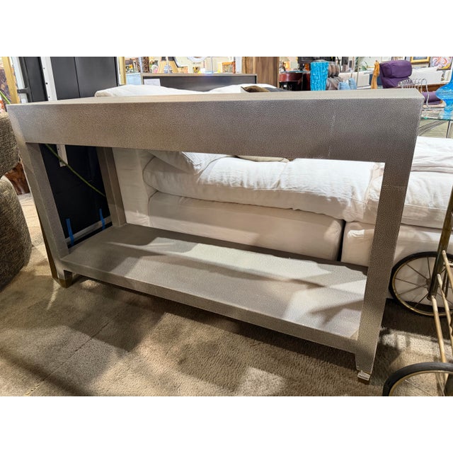 Mid-Century Modern Restoration Hardware "Graydon" Shagreen Console Table For Sale - Image 3 of 6