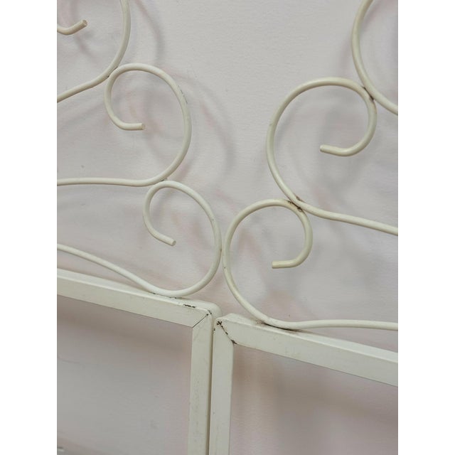Pair of White Wrought Iron Twin Headboards French Country Farmhouse Whimsical For Sale - Image 9 of 13