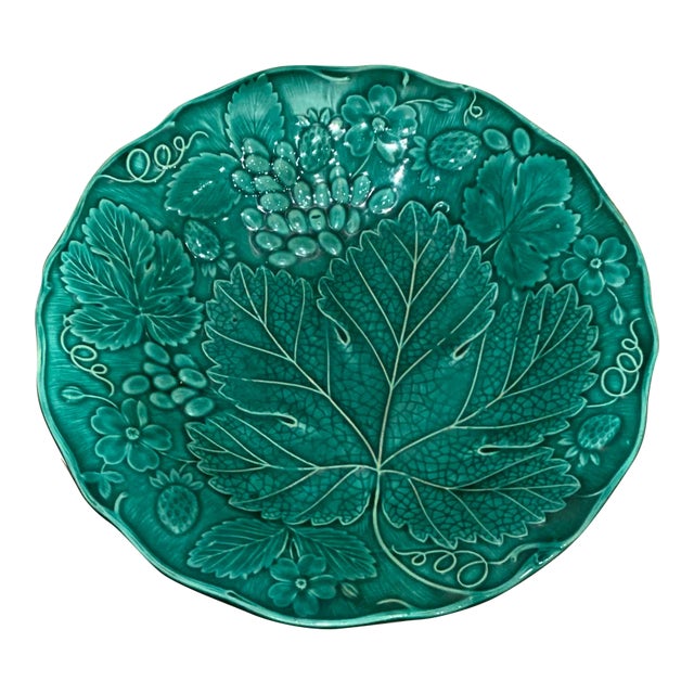 Mid 20th Century Italian Green Majolica Dish For Sale